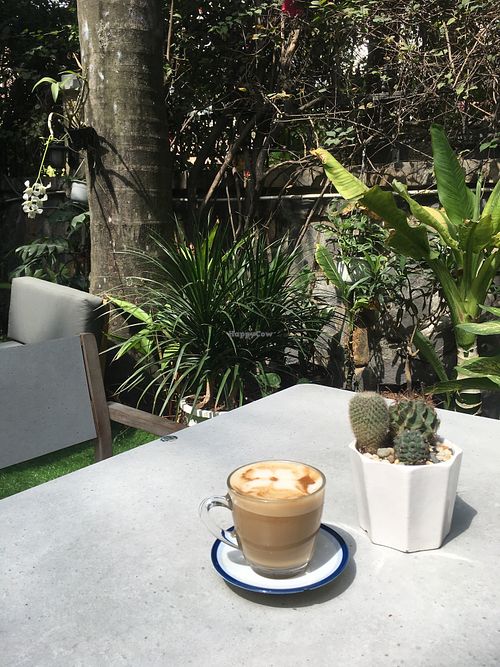 Almond milk latte at L'Herbanyste in Ho Chi Minh City
