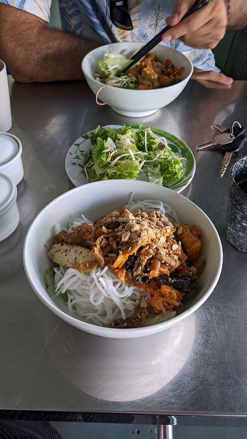 dry noodles + mi quang at Tâm Nguyên Phúc Vegetarian in Da Nang
