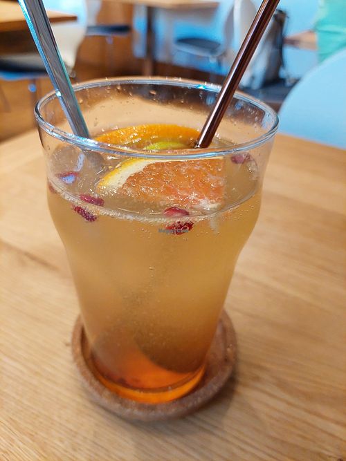 Elderflower pomegranate lemonade at Mandala Étterem in Pecs