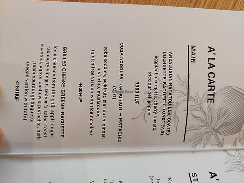 Menu at Mandala Étterem in Pecs