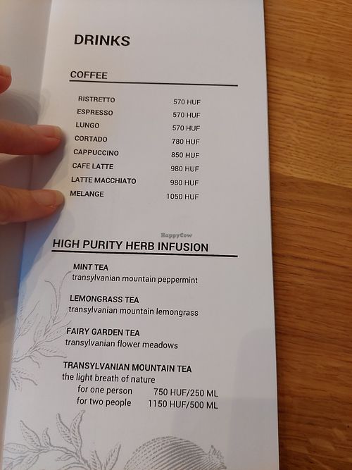 Menu at Mandala Étterem in Pecs