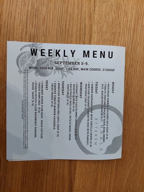 Weekly menu at Mandala Étterem in Pecs