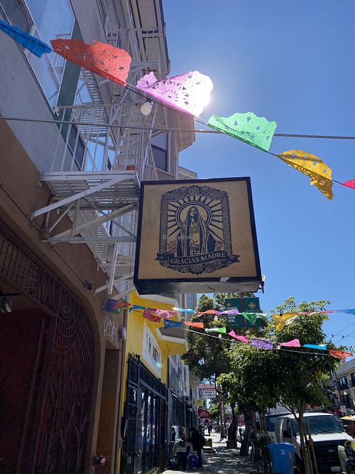 Outdoor signage  at Gracias Madre in San Francisco