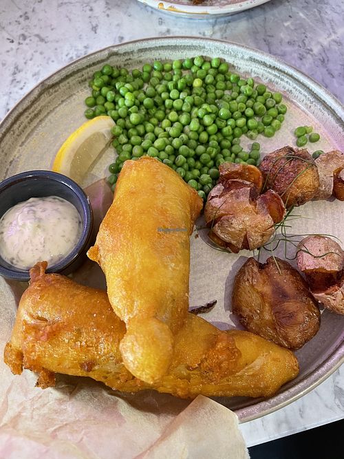 Phish and chips  at Erpingham House in Brighton