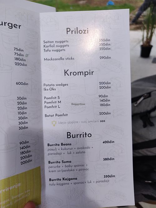 Burger menu 3 at Savannah Snack Bar in Belgrade