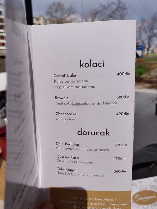 Burger menu 4 at Savannah Snack Bar in Belgrade