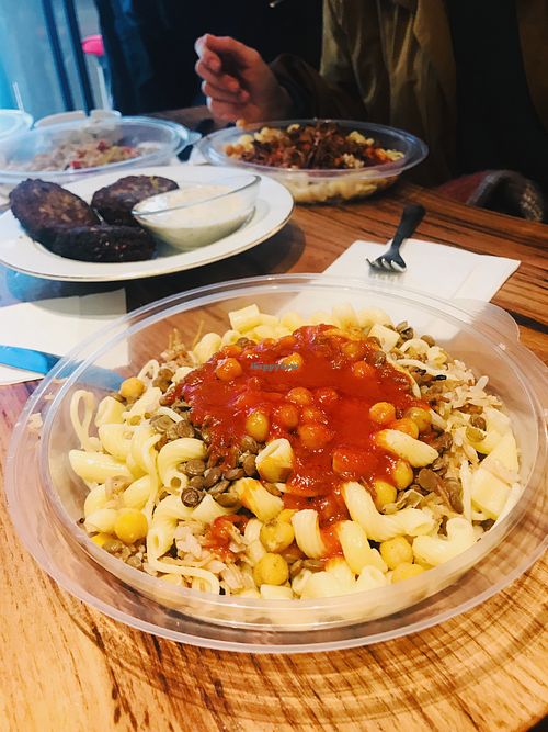 Koshari  at Plantbased Egyptian Eatery in Istanbul