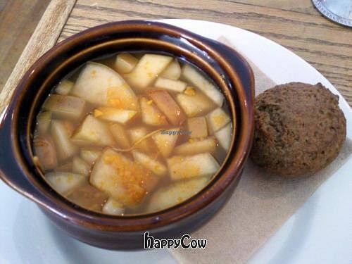 carrot apple ginger soup (vegan) at The Root Cafe in Lakewood