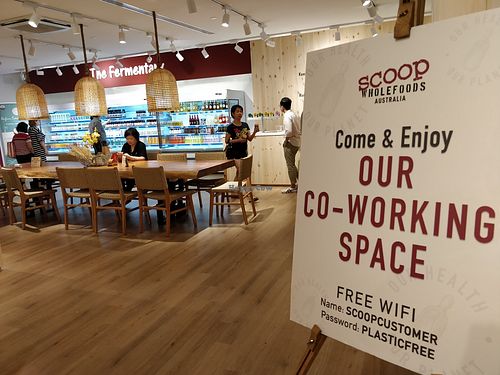 Co working space with FREE WIFI at Scoop Wholefoods - Great World in Central Singapore