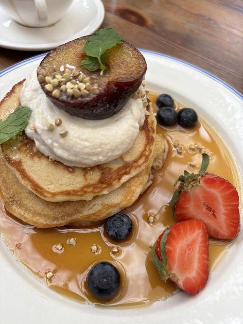 Vegan ricotta pancake  at Farm2Table - Davidshall in Malmo