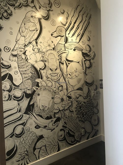 Restroom wall  at Love Organic Cafe in West Hollywood