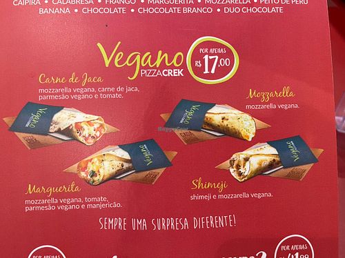 Vegan menu - not always available  at GRU - Pizza Crek - G332 in Guarulhos