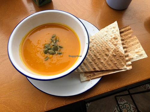 Pumpkin soup at Koktem in Astana