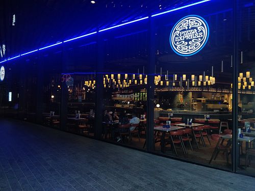 Restaurant interior at PizzaExpress - Marina One in Central Singapore