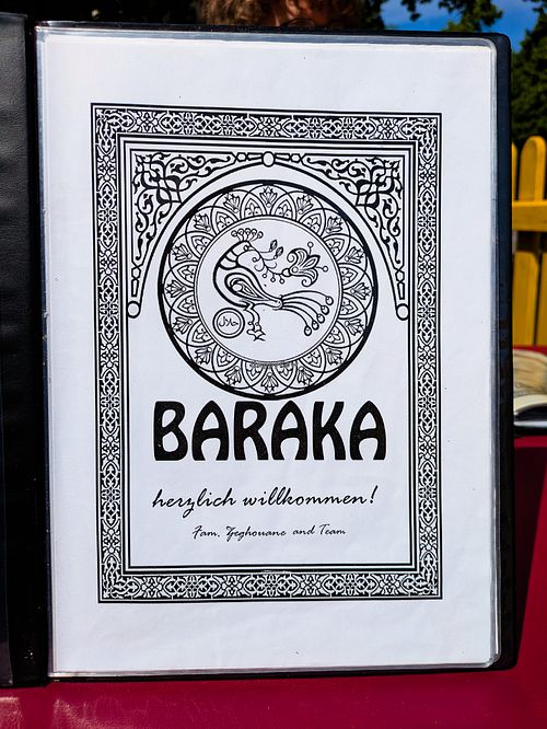 Menu page at Baraka at Baraka in Berlin