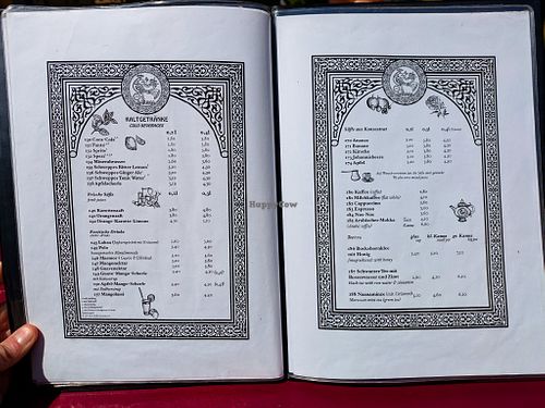 Menu page at Baraka at Baraka in Berlin