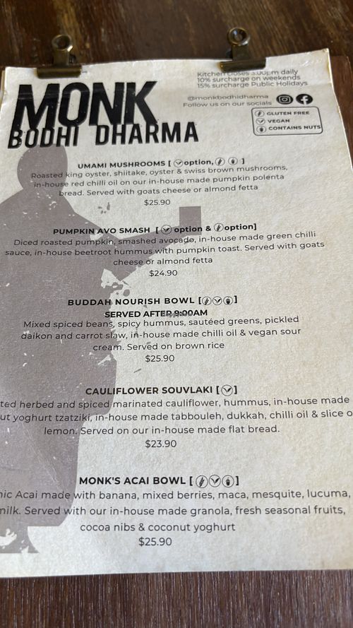 Menu March 2025 (2)  at Monk Bodhi Dharma in Balaclava