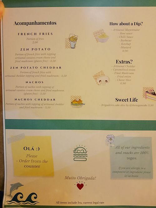 Menu 2 at Zen Wonderland in Sintra