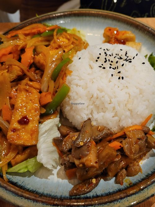 Sauteed tofu veggie plate at Cantine De Lotus in Paris