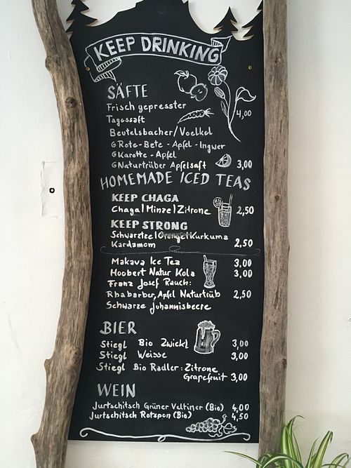 drink options at Keep Living in Salzburg