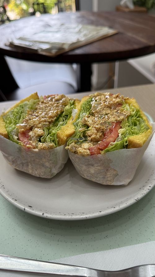 Tofu scrambled sandwich   at Hidden Forest Hideout in Bangkok
