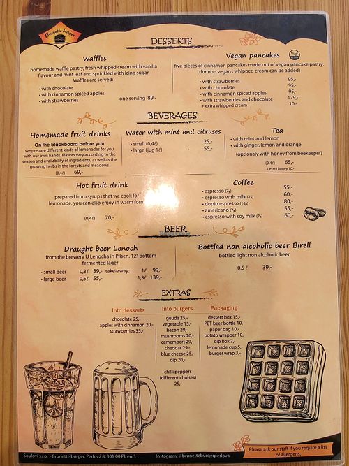 Menu 06/2024 at Brunette Burger in Plzen
