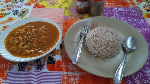 Toffu curry with rice at Whole Bean Veganic Food in Bardez