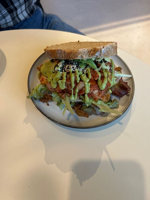 Tempeh sandwich with sourdough bread   at Jungle Café & Catering in Eindhoven