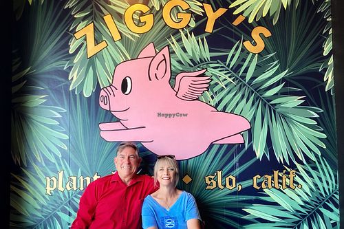We’re two happy campers waiting for our deliciousness !  at Ziggy's in San Luis Obispo