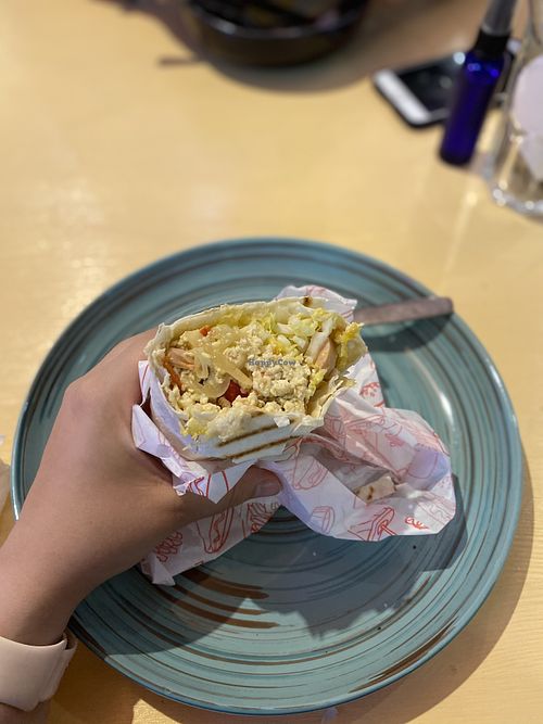 Roll with tofu and sausage at Vegan Beats in St Petersburg