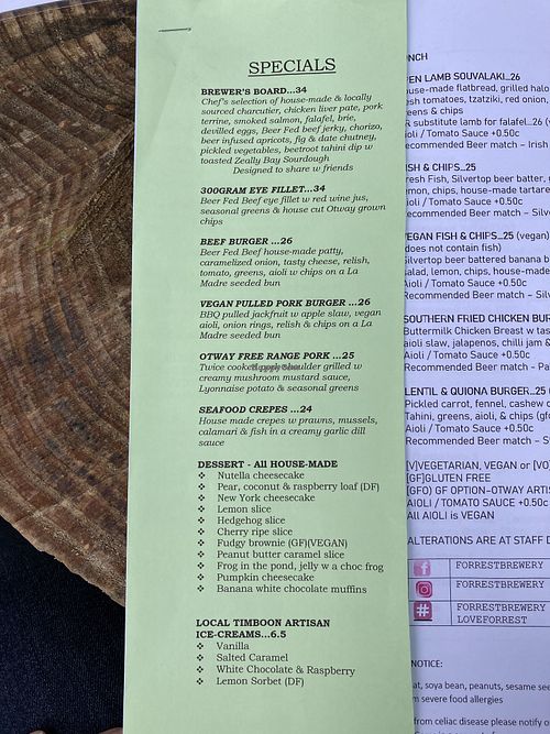 Specials - regularly change, call ahead  at Forrest Brewing Company in Forrest