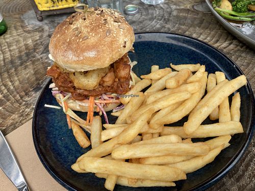 Vegan Pulled Jackfruit burger at Forrest Brewing Company in Forrest
