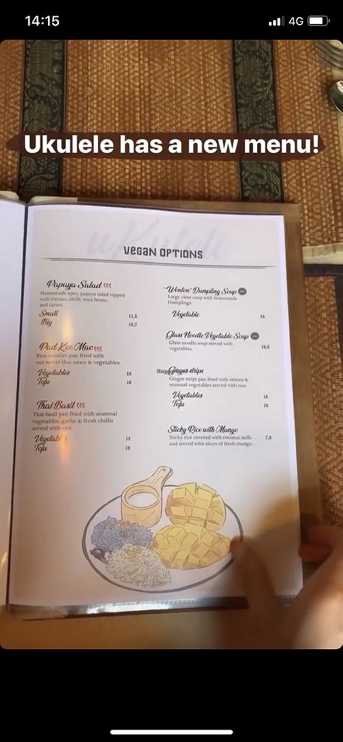 Vegan menu at Ukulele Thai Bar & Food in Luxembourg City