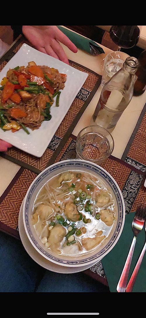 Pad kee mao and wonton dumpling soup at Ukulele Thai Bar & Food in Luxembourg City