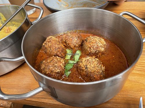 Vegan meatballs with smoked harissa  at 2084 in Kowloon