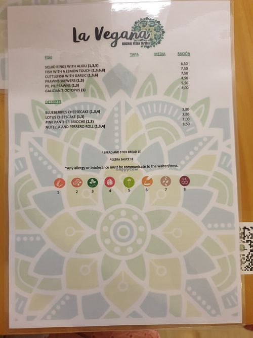 Menu 2 at La Vegana Taperia in Malaga