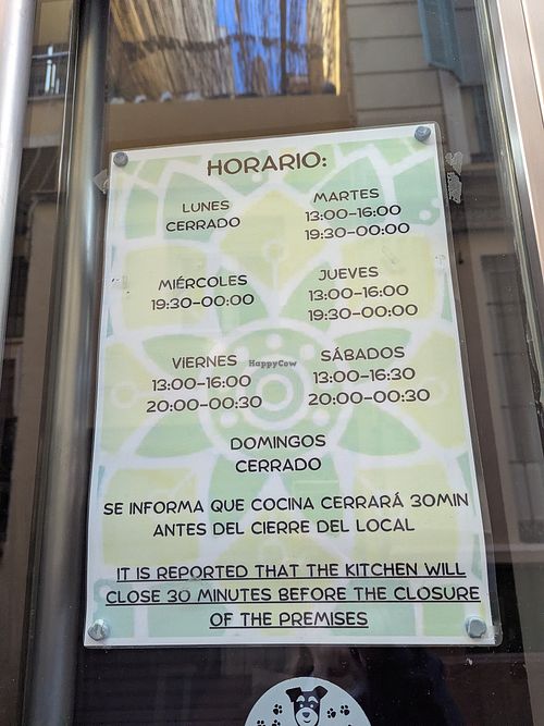 Hours (Feb 2026) at La Vegana Taperia in Malaga