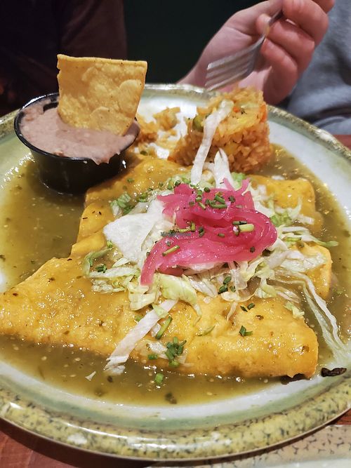 Vegan enchiladas at Carlos 'N Charlie's in Las Vegas