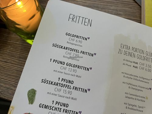 menu  at Hans im Glück in Basel