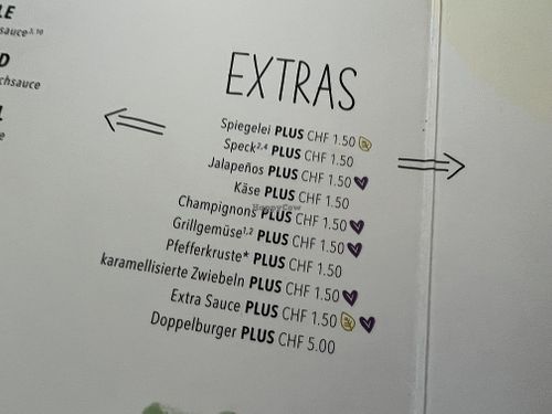 menu  at Hans im Glück in Basel