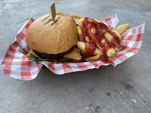 The “Possible” Burger with Fries at Lickety Split in Footscray