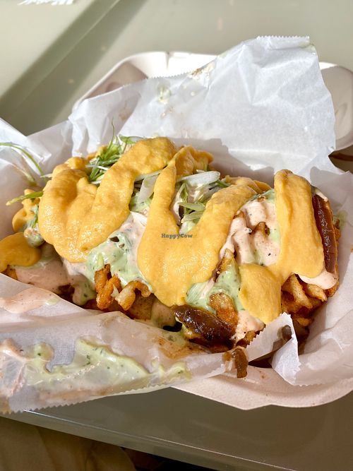 Loaded Waffle Fries With Cheese at Beleaf Cafe in Canoga Park