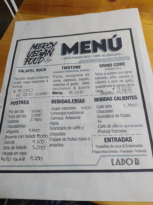 Menu Page 21@ at Mercy Vegan Food in Bogota