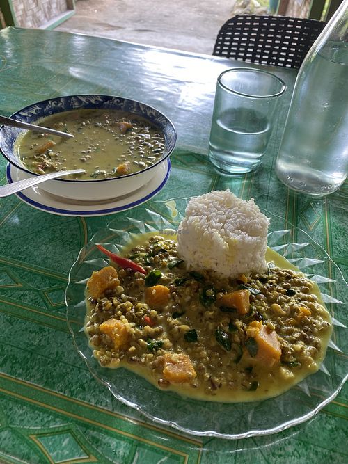Lental soup w rice 150 p. Very big portion and yummy!   at KooKaburra in Siargao