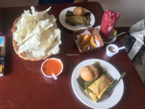 everything on the table is vegan and delicious!!  at Mora Castilla in Popayan