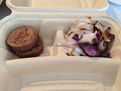 Vegan sausage and chorizo cabbage at Good Foods Market and Cafe in Lexington