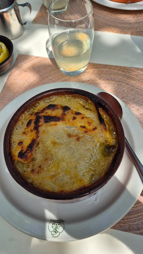Moussaka with vegan cheese at JR in Trimiklini