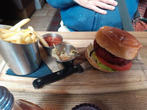 Beetroot and falafel burger at The Stanhill in Oswaldtwistle