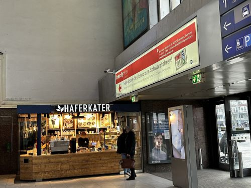 location at main entrance of central train station  at Haferkater - Hbf Düsseldorf in Dusseldorf