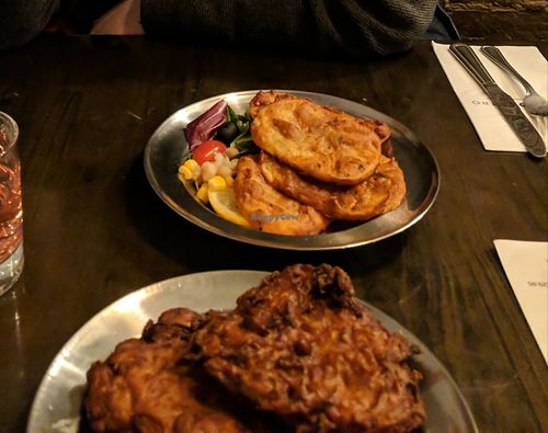 Allowed chips - amazing! Plus onion bhaji great too. at Jinnah Bistro in Shipley